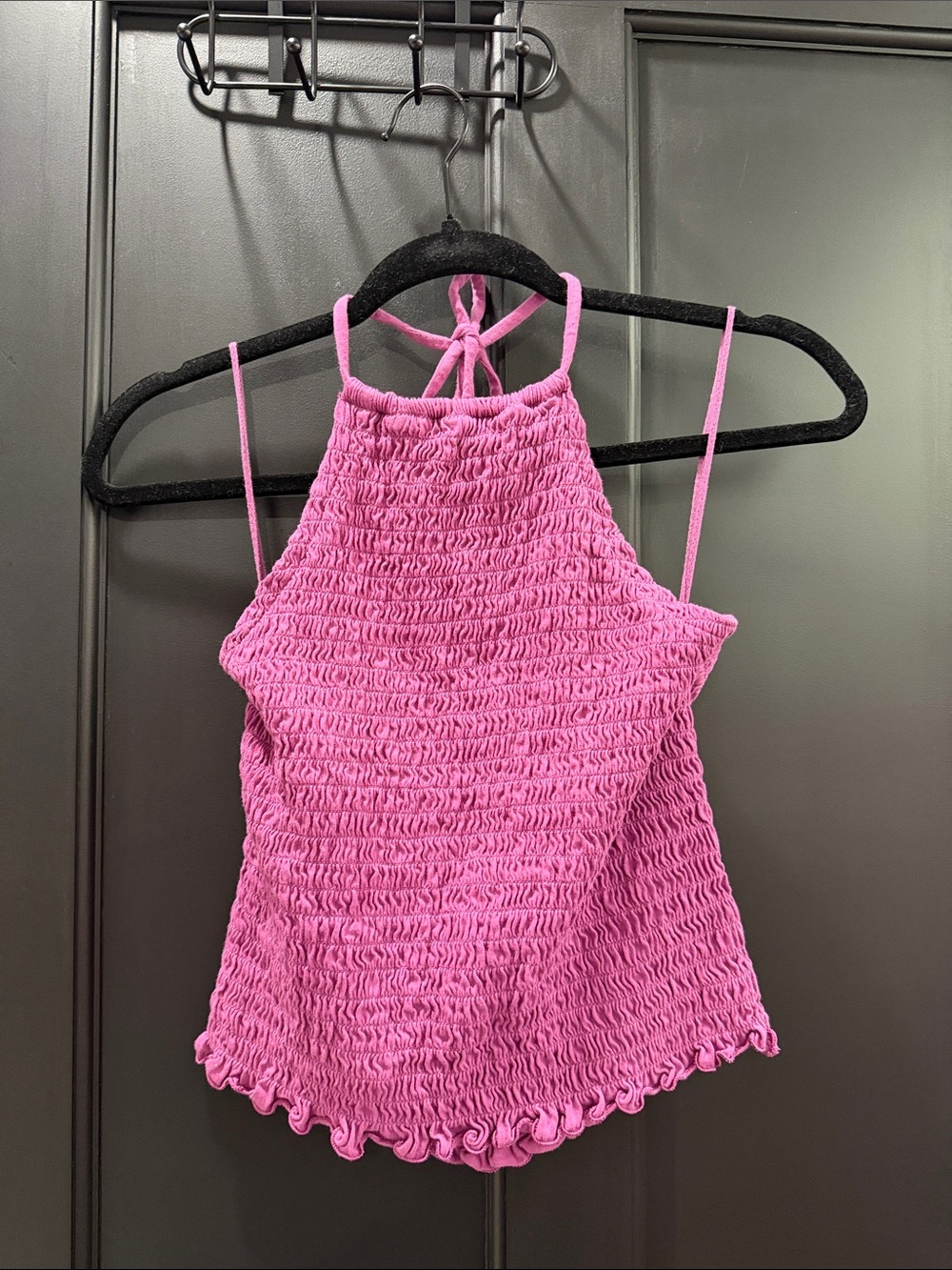 Old Navy Hot Pink Smocked Halter Cami